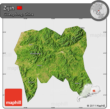 Satellite Map of Zijin, single color outside