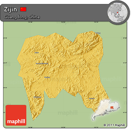 Savanna Style Map of Zijin, single color outside