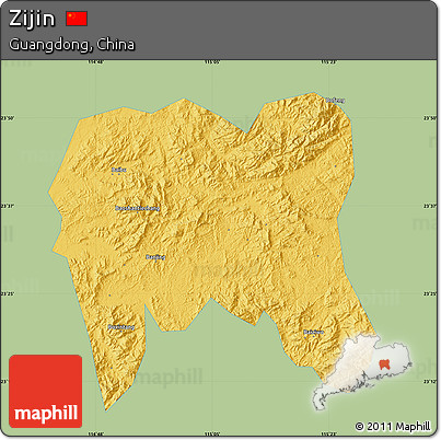 Savanna Style Map of Zijin, single color outside