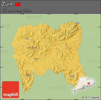 Savanna Style Map of Zijin, single color outside