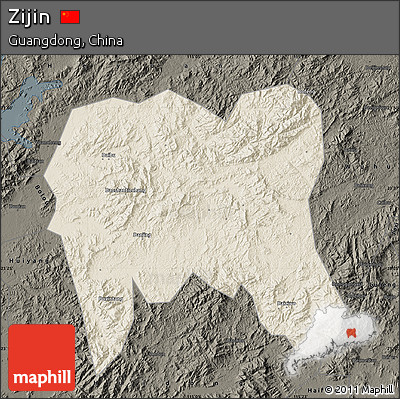 Shaded Relief Map of Zijin, darken