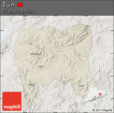 Shaded Relief Map of Zijin, lighten