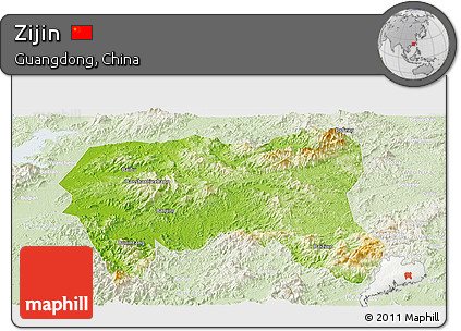 Physical Panoramic Map of Zijin, lighten
