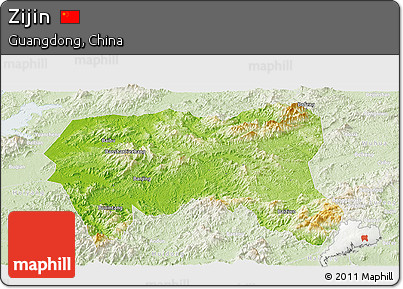 Physical Panoramic Map of Zijin, lighten