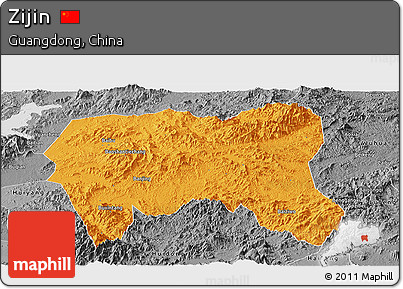 Political Panoramic Map of Zijin, desaturated