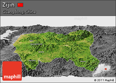Satellite Panoramic Map of Zijin, desaturated