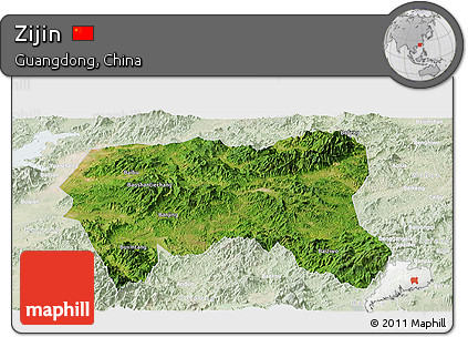 Satellite Panoramic Map of Zijin, lighten