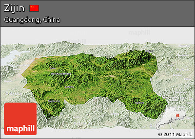 Satellite Panoramic Map of Zijin, lighten