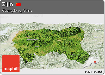 Satellite Panoramic Map of Zijin, lighten