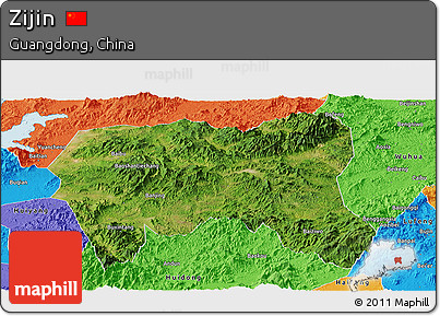 Satellite Panoramic Map of Zijin, political outside