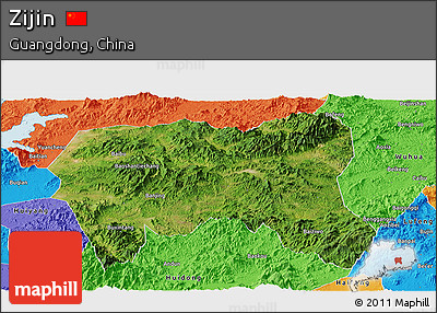 Satellite Panoramic Map of Zijin, political outside