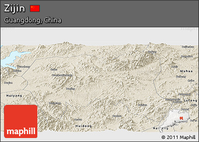 Shaded Relief Panoramic Map of Zijin