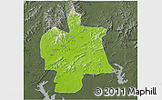 Physical 3D Map of Bobai, darken, semi-desaturated