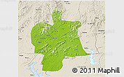 Physical 3D Map of Bobai, shaded relief outside