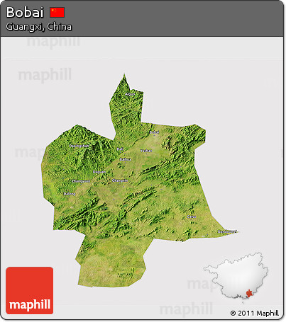 Satellite 3D Map of Bobai, cropped outside