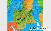 Satellite 3D Map of Bobai, political outside
