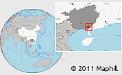 Gray Location Map of Bobai, highlighted country, highlighted parent region