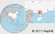 Gray Location Map of Bobai, highlighted country