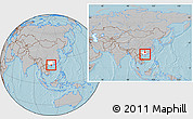 Gray Location Map of Bobai, highlighted parent region, within the entire country, hill shading