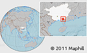 Gray Location Map of Bobai, highlighted parent region, hill shading