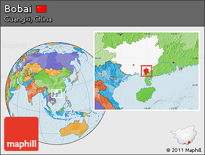 Political Location Map of Bobai, highlighted parent region