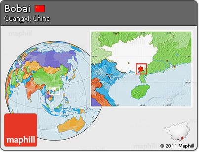 Political Location Map of Bobai, highlighted parent region