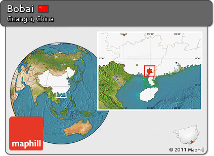 Satellite Location Map of Bobai, highlighted country