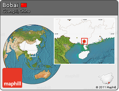 Satellite Location Map of Bobai, highlighted country