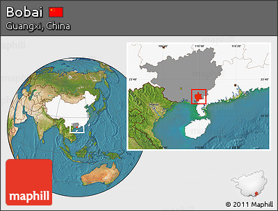 Satellite Location Map of Bobai, highlighted country, highlighted parent region