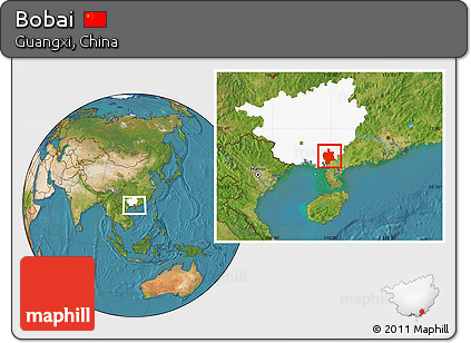 Satellite Location Map of Bobai, highlighted parent region