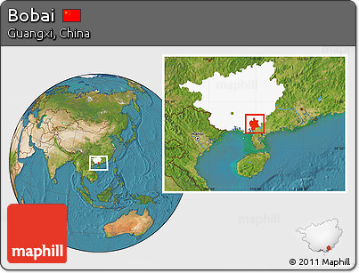 Satellite Location Map of Bobai, highlighted parent region