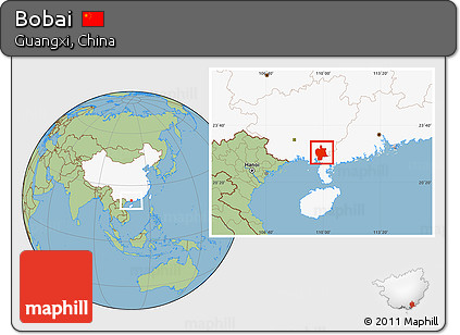 Savanna Style Location Map of Bobai, highlighted country