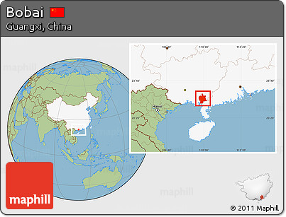 Savanna Style Location Map of Bobai, highlighted country