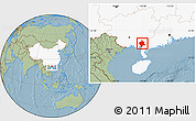 Savanna Style Location Map of Bobai, highlighted country, hill shading