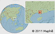 Savanna Style Location Map of Bobai, hill shading