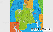 Physical Map of Bobai, political outside