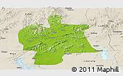Physical Panoramic Map of Bobai, shaded relief outside