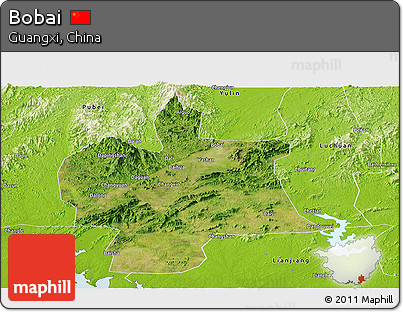 Satellite Panoramic Map of Bobai, physical outside