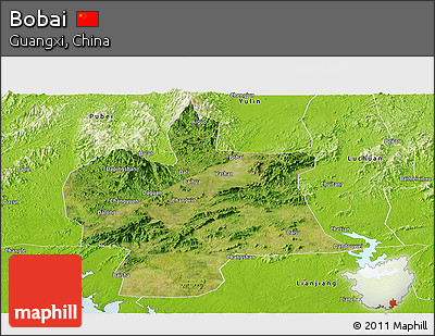 Satellite Panoramic Map of Bobai, physical outside