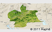 Satellite Panoramic Map of Bobai, shaded relief outside