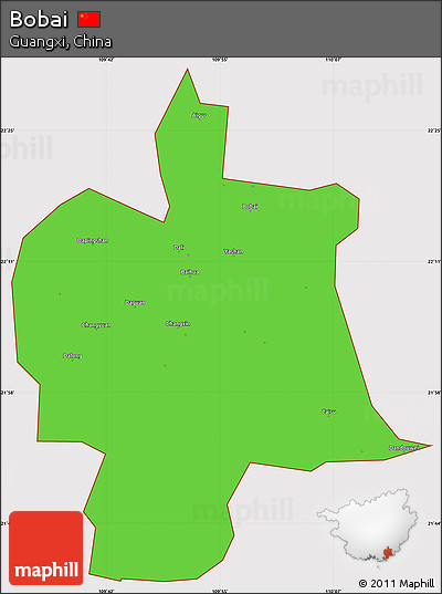 Political Simple Map of Bobai, cropped outside