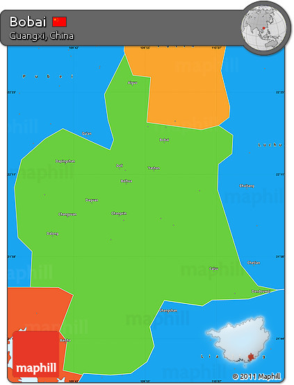 Political Simple Map of Bobai