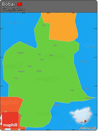 Political Simple Map of Bobai