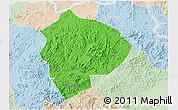 Political 3D Map of Cenxi, lighten