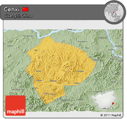 Savanna Style 3D Map of Cenxi