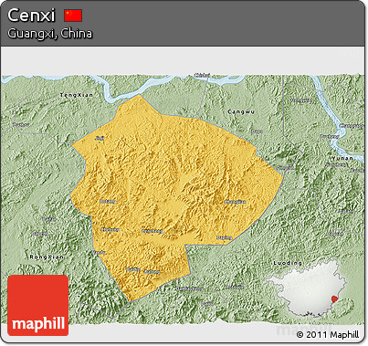 Savanna Style 3D Map of Cenxi