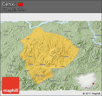 Savanna Style 3D Map of Cenxi