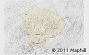 Shaded Relief 3D Map of Cenxi, lighten, desaturated