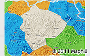 Shaded Relief 3D Map of Cenxi, political outside