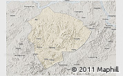 Shaded Relief 3D Map of Cenxi, semi-desaturated